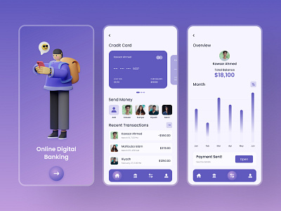 Banking App Concept - Mobile App banking banking app creditcard crypto wallet cryptocurrency exchange finance finance app financial fintech investment mobile app mobile apps mobile ui mobile bank money transaction wallet