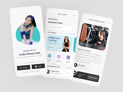 Fitness Mobile App clean fitness fitness app minimal mobile mobile app mobile design ui ui design ux ux design workout app workouts