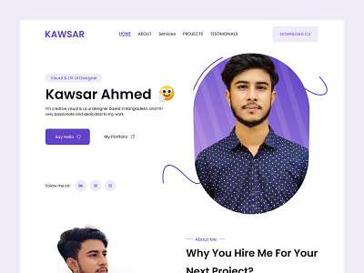 Portfolio Website Header Exploration agency creative freelancer header kawsar landing page personal portfolio personal web portfolio portfolio website product designer responsive web trending trendy ui ui designer visual designer web designer website