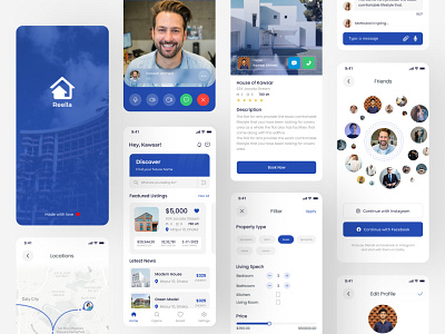 Reella - Real Estate App UI Kit branding clean design estate graphic design home house minimal mobile app real realestate ui uidesign uiux ux website