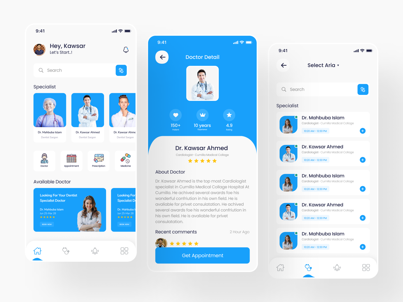 Doctor Appointment Mobile App By Kawsar Ahmed 🏅 On Dribbble