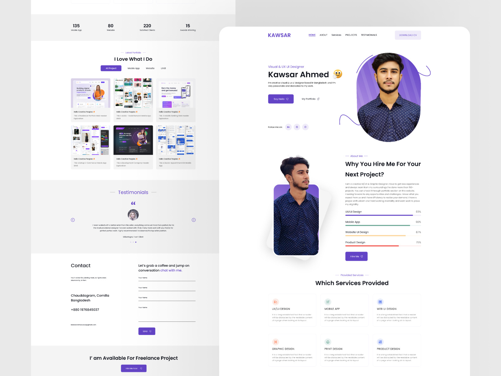 Freelancer Portfolio Website By Kawsar Ahmed On Dribbble
