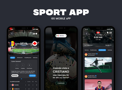 Sport iOS Mobile App clean concept dark mode design football football app minimalism mobile mobile design product design social sport sport app ui ui design uidesign ux