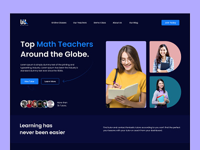 Online Tutor Booking Website Landing Page about us booking call to action education education landing page education website header hero hero section homepage landing landing page online academy online booking online tutor tutor web design webdesign website