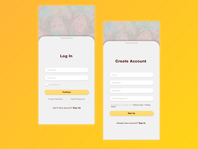 Log In & Create Account app branding design ui ux