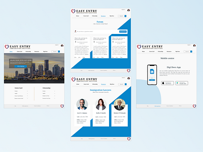 Easy Entry: Immigration Solution blue and white immigration lawyers uiuxdesign website concept