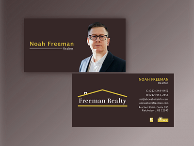 Business card branding brown business card design logodesign realty seal brown white yellow