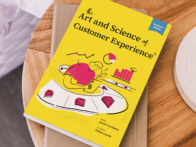 Art and Science of Customer Experience Cover book book cover cover design customer experience diamond editorial design factory illustration illustrator magnifying glass yellow cover