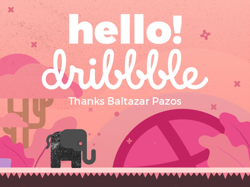 Hello Dribbble! first shot blackphant elephant illustration debut