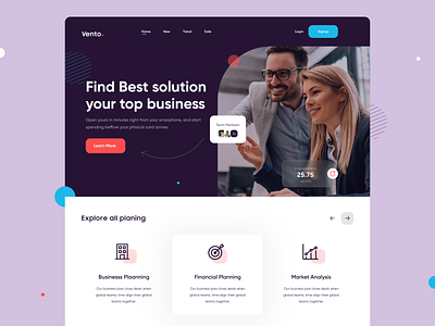 Explore Business Planing Landing Page app banner business category finance app flatdesign homepage illustraion landingpage marketing planning ui ui design uidesign webdesign website