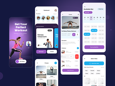 Fitness & Workout UI App activity app exercise fitness flat interface ios jogging mobile app sport tracker training ui workout