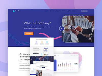 Club Mont flat design landing page website design