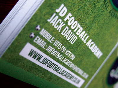 JDFootballAcademy Business Card business card football graphic design cwmbran ubik design