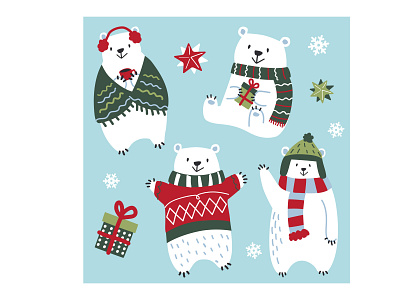 Christmas White Bear branding design draw graphic design illustration logo