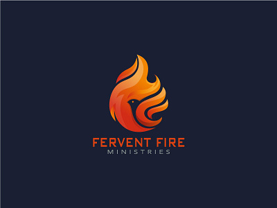 Fervent Fire Ministries 2d animal approved brand branding branding concept clean dove fervent fire flame logo logozoo ministries modern negative negative space simple vector