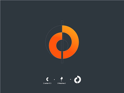 C + mathes Logo brand branding branding concept c clean design firstshot flame icon letter c letter c lettering logo logomark matches modern negative space negativespace orange simple