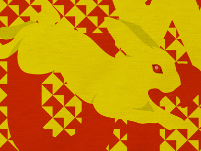 Rabbit - working on some artwork 2 color illustration rabbit red urban wildlife yellow
