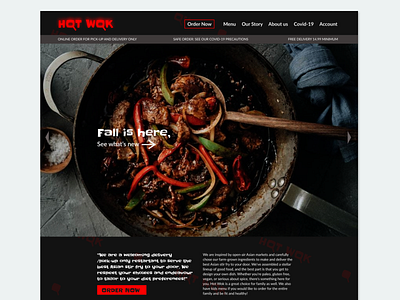 Landing page design of "Hot Wok" homepage landing page design ui design ux design web design