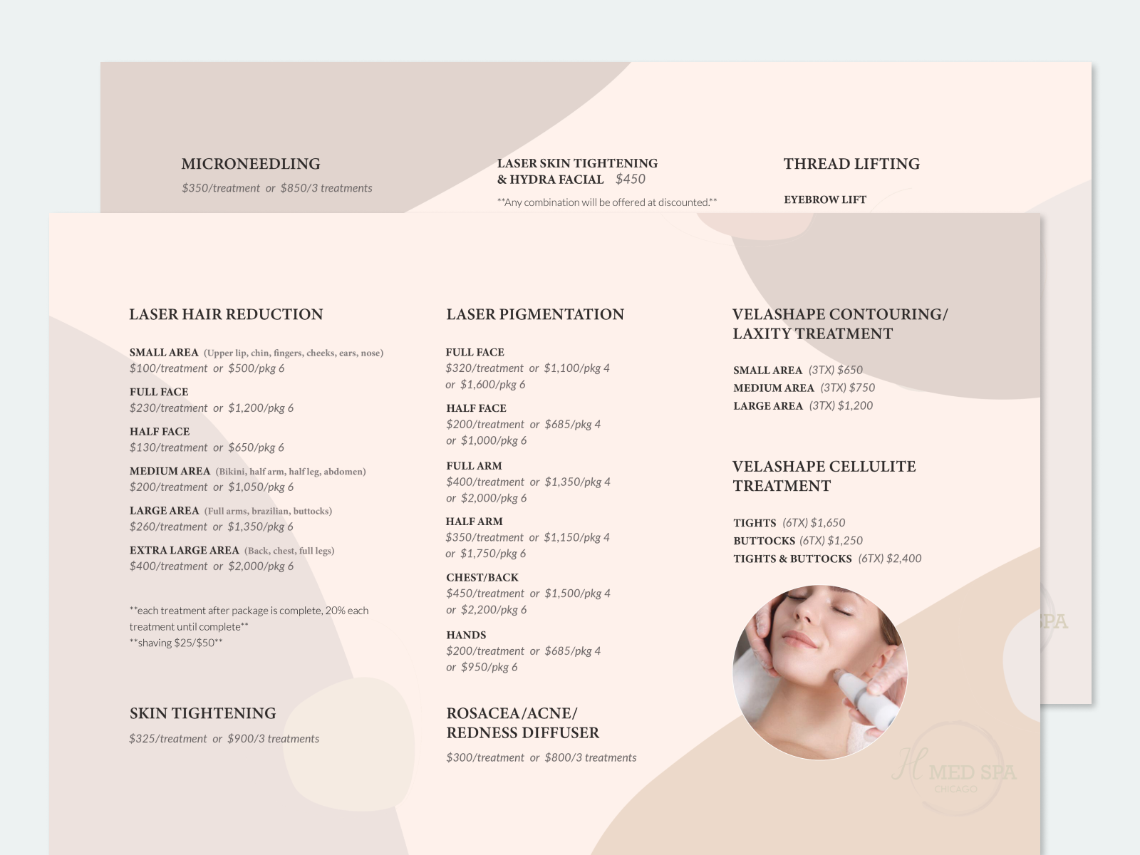 h medical spa menu design by Silin on Dribbble