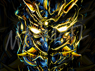 RAIJIN ONI MASK ILLUSTRATION