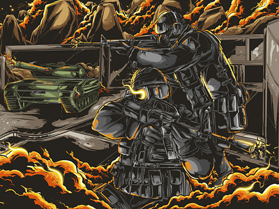 COUNTER STRIKE WITH TANK RIOT ILLUSTRATION