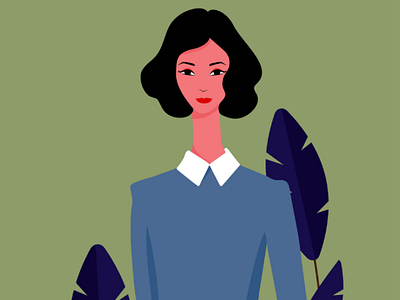 Calm illustration woman blue