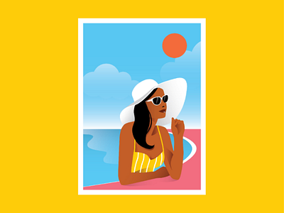 Sun illustration summer swimming