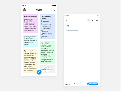 Notes App branding ui ux