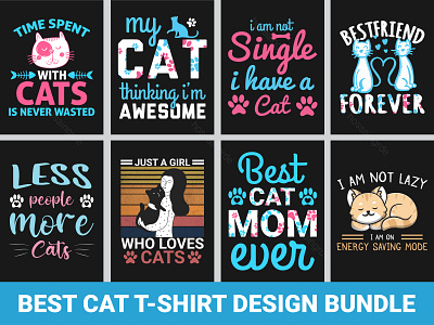 Best Cat T-shirt Design Bundle cat cat loveer cat t shirt design illustration print design t shirt t shirt design t shirts typography ui ux vector