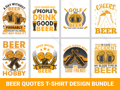 Beer Quotes T-shirt Design Bundle