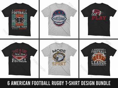 American Football Rugby T-Shirt Design Bundle design illustration print design rugby world cup t shirt t shirt bundle t shirt design t shirts typography ui ux vector