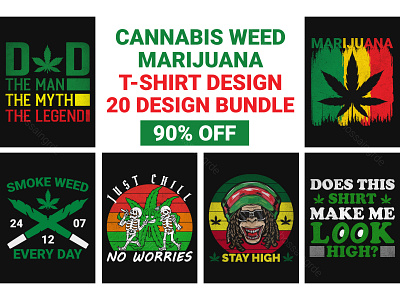 Cannabis Weed Marijuana T-Shirt Bundle cannabis t shirt cannabis vector marijuana t shirt t shirt bundle t shirt design t shirt shop t shirts typography ui ux weed