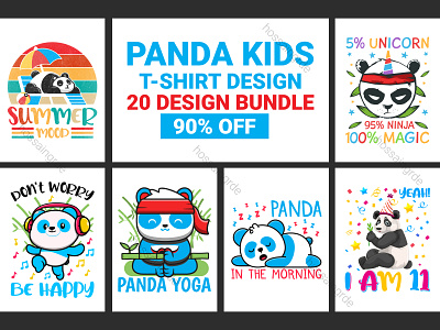 Panda Kids T-Shirt SVG Design Bundle