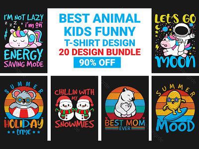 Best Animal Kids Funny T-shirt Bundle