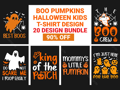 Boo Pumpkin Halloween SVG T-Shirt Bundle witch