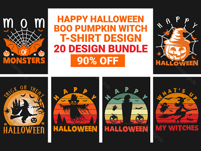 Happy Halloween T-Shirt Design Bundle pumpkin svg