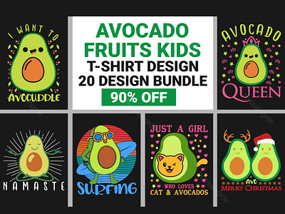 Avocado Funny Fruits Kids T-Shirt Bundle vectorbundle