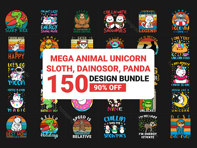 Mega Animal Unicorn Cat T-shirt Bundle