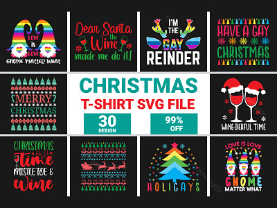Christmas Gnome Pride SVG T-Shirt Bundle christmas christmas 2021 design pride print design santa t shirt t shirt design t shirts
