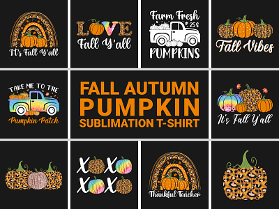 Fall Pumpkin Leopard Print Thanksgiving T-shirt Design print design