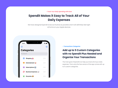 Spendit - Marketing Website design digital design ios app ios app design landing page marketing website mobile app product design ui ui for web uiux web design web ui