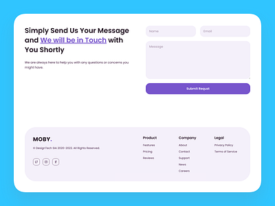 Moby - Contact Form design design for website digital design landing page landing page design landing page ui marketing website marketing website design product design ui ui for landing page ui for web ui for website uiux web web design web ui website website design website ui
