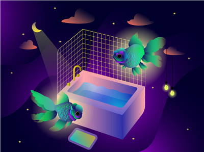 Bath Fish animation bath branding design fish flat illustration illustrator logo shower vector website