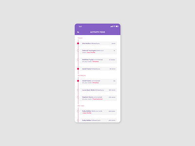 DAILY UI #47 // ACTIVITY FEED activity activity feed app daily ui design feed ui