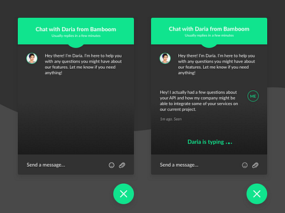 Bamboom Support Chat - Dark UI chat ui