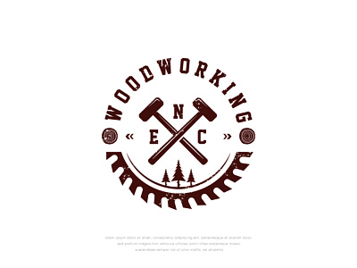 Woodworking branding flat icon illustration illustrator logo