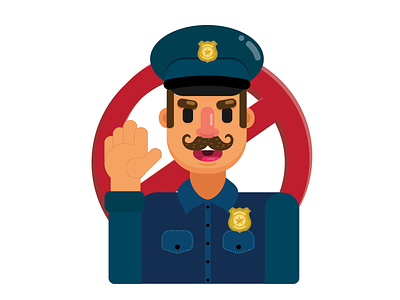Stop! In the name of the law design flat illustration police police officer policeman vector vector art vector illustration