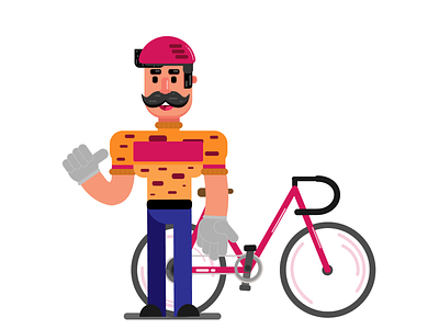Groovy cyclist bicycle bike cyclist design flat illustration vector vector art vector illustration