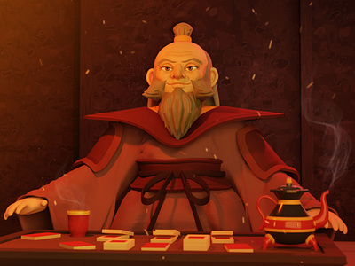 Uncle Iroh 3d 3d art blender character fanart illustration