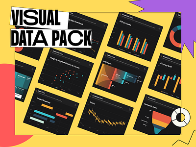 Visual Data Pack from thePenTool Team bar chart candlestick chart charts data visulization dataviz donut funnel roadmap sankey scatter plot timeline treemap visual data pack waterfall